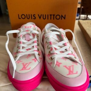 LV women’s sneakers. SZ7. White and hot pink.
